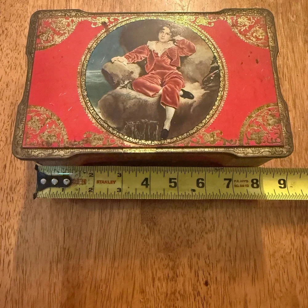 Vintage A.S.‎ Wilkin Cremona Park Red Boy Toffee tin, likely dating 1930's